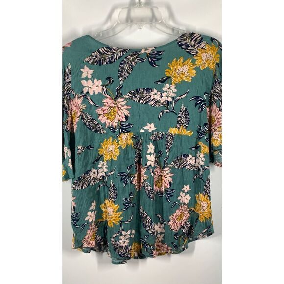 Kori America Women's Short bell Sleeve Floral V-Neck Wrap Top Multicolor Size XS - Picture 7 of 8